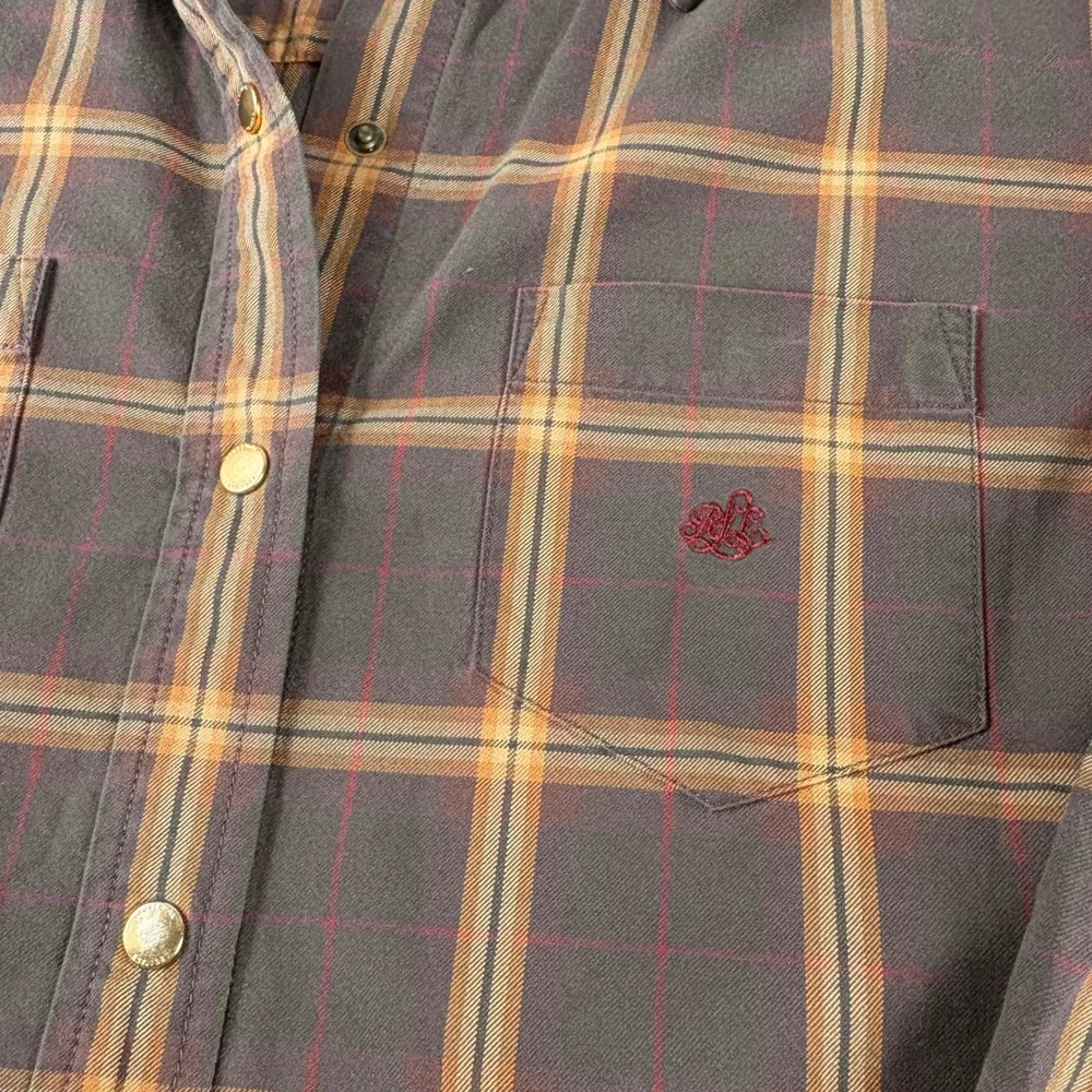 Lauren Ralph Lauren Brown Plaid Cotton Button Down Shirt Womens Size Medium